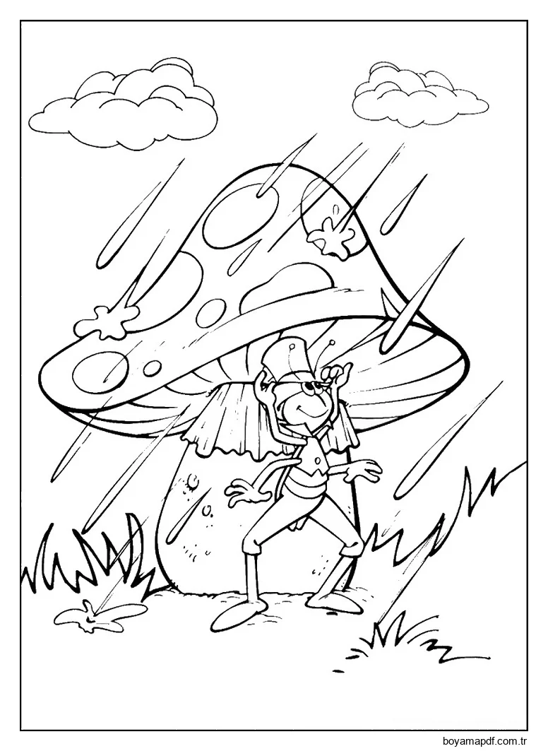 Yağmur Altında Flip Boyama Sayfası