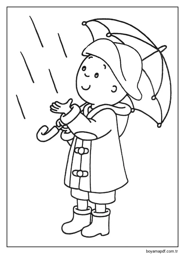 Yağmurda Kayu Boyama Sayfası