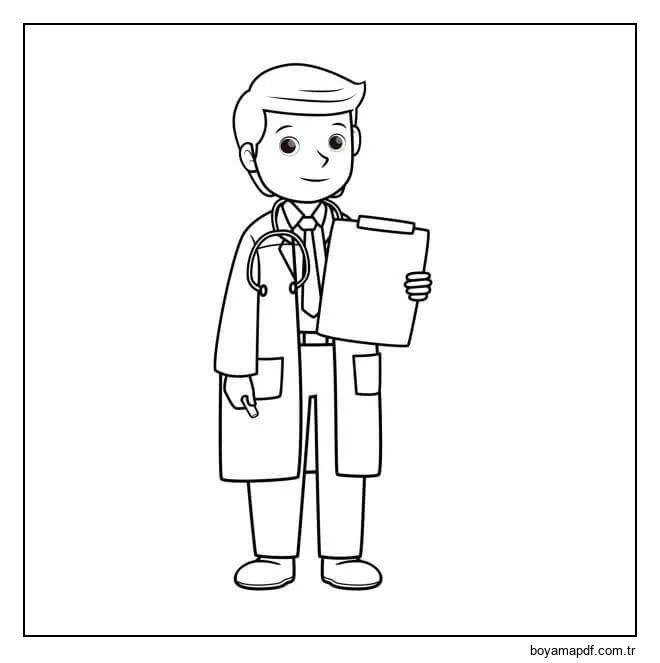 Yakışıklı Adam Doktor Boyama Sayfası