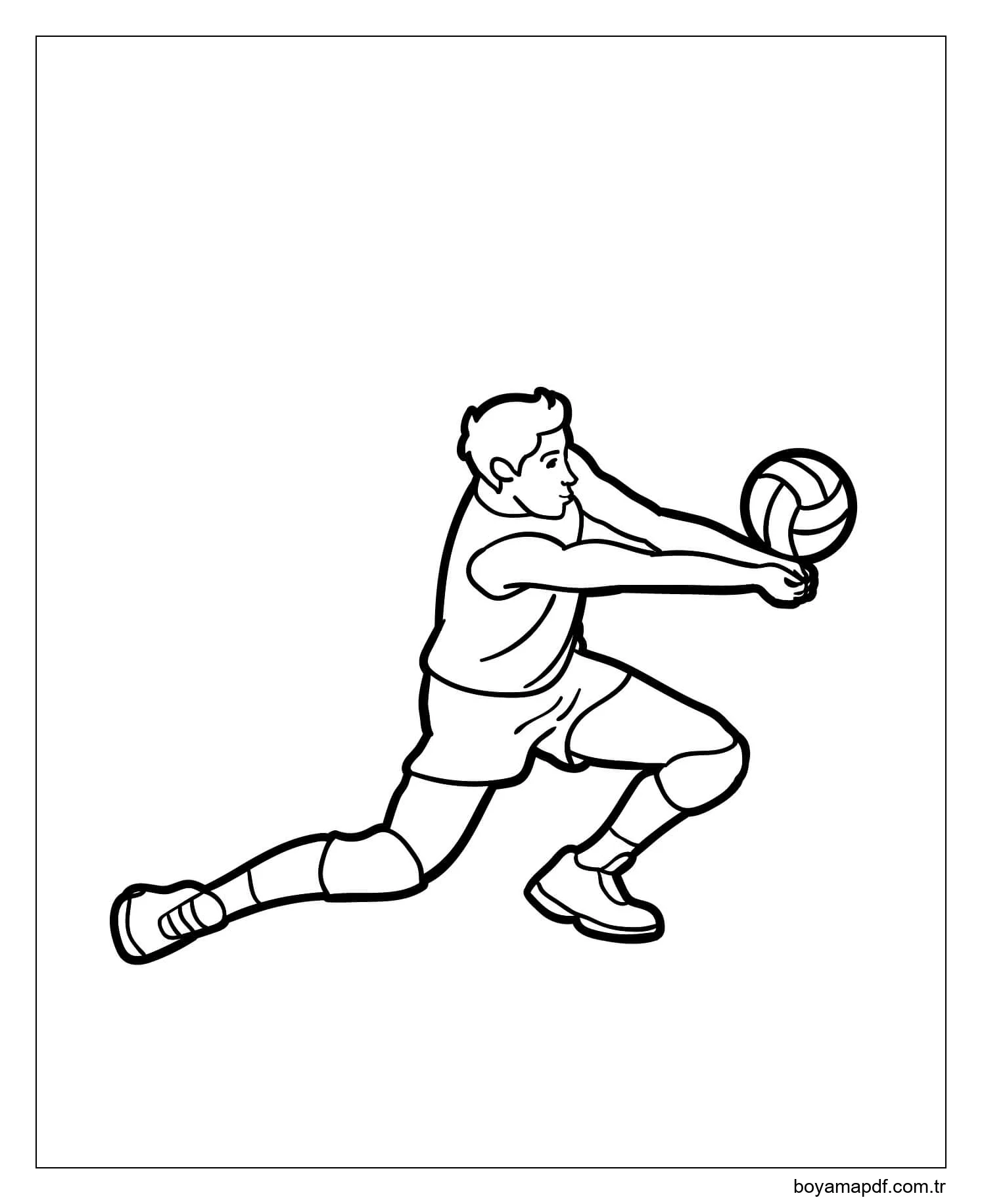 Yakışıklı çocuk Voleybol Oynarken Boyama Sayfası