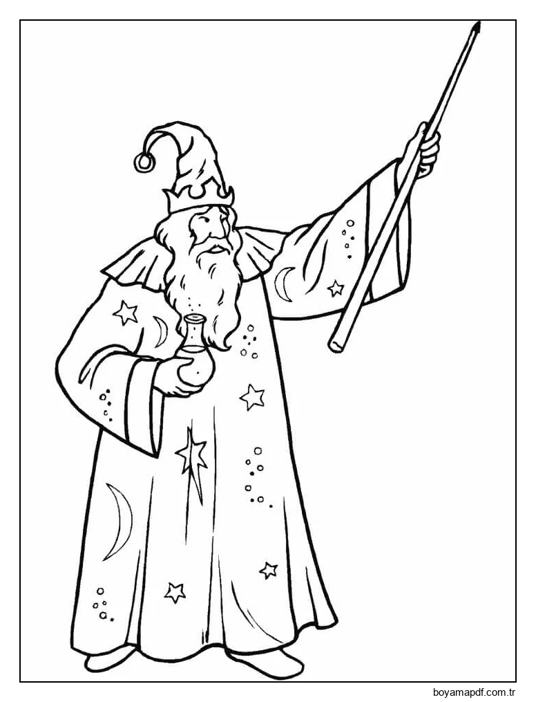 Yaşlı Büyücü karakter çizimi