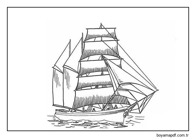 Yazdırılabilir Gemi Anahat karakter çizimi
