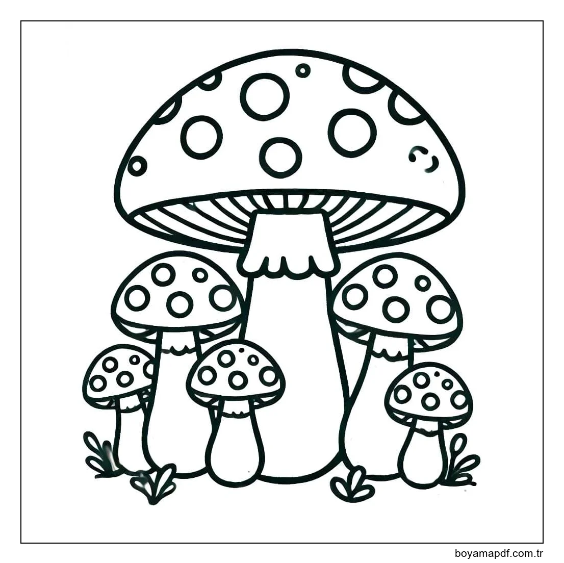 Yazdırılabilir Mantar Boyama Sayfası