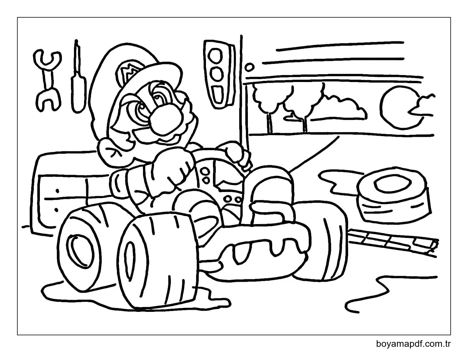 Yazdırılabilir Sevimli Mario Kart Boyama Sayfası