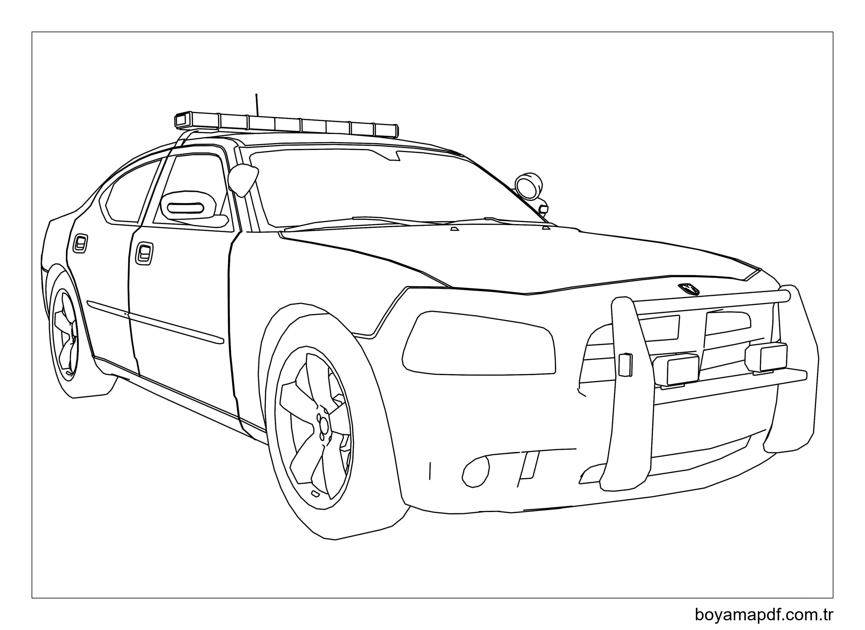 Yeni polis arabası işlek yollarda çalışacak Boyama Sayfası