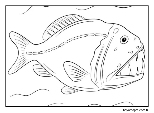 Yırtıcı piranha balığı karakter çizimi