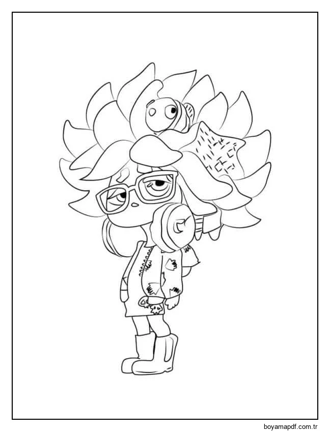 Zarif Kalamar ve Balık Saç Modeli karakter çizimi