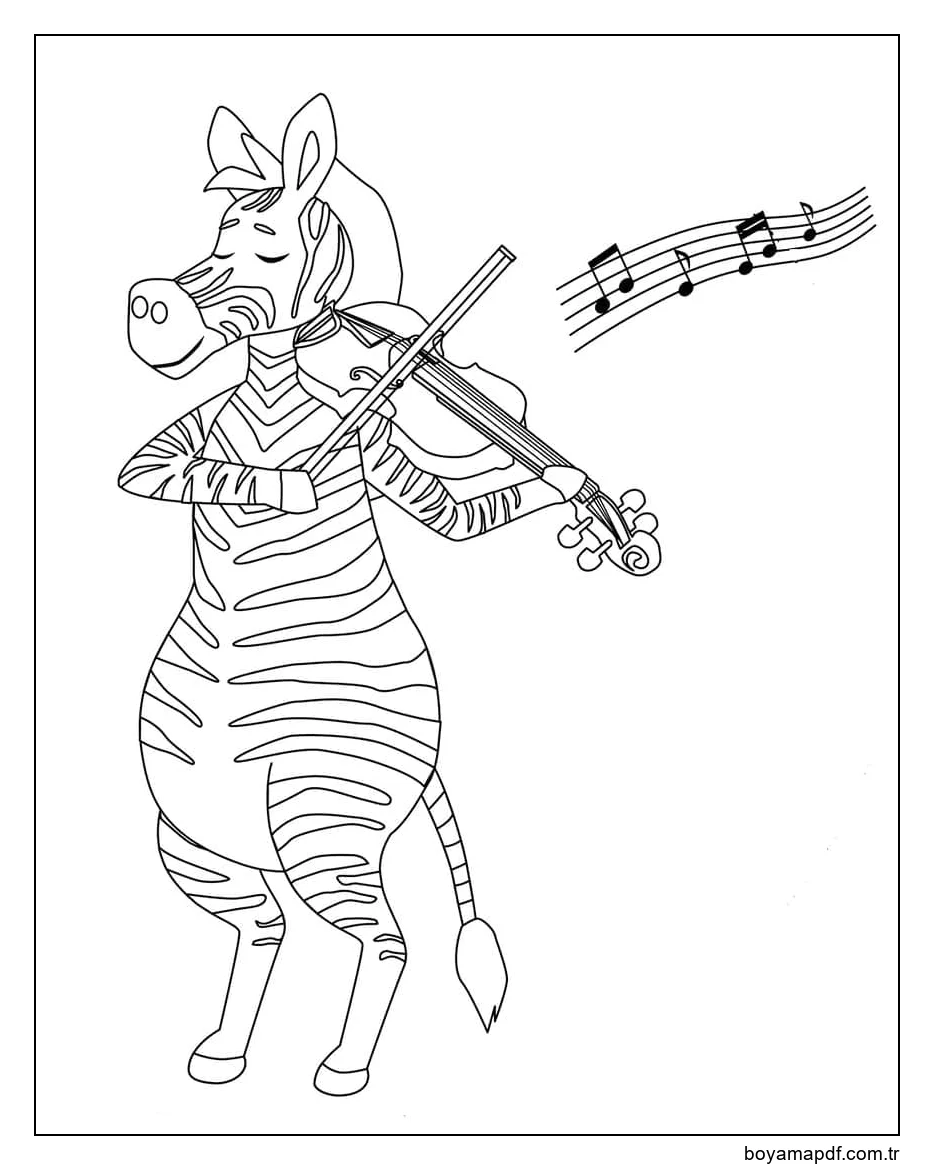 Zebra Keman çalıyor karakter çizimi